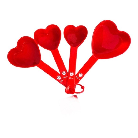 4piece Red Heart shaped plastic baking cooking measuring cups‎ set new - Picture 10 of 11